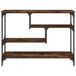Table console chêne fumé 100x30x75 cm bois d'ingénierie – Image 3