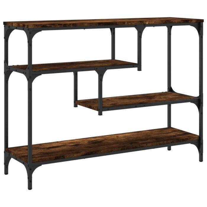 Table console chêne fumé 100x30x75 cm bois d'ingénierie – Image 5