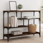 Table console chêne fumé 100x30x75 cm bois d'ingénierie