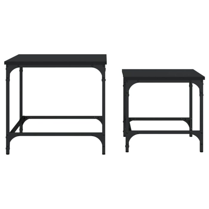Tables basses gigognes 2 pcs noir bois d'ingénierie – Image 3