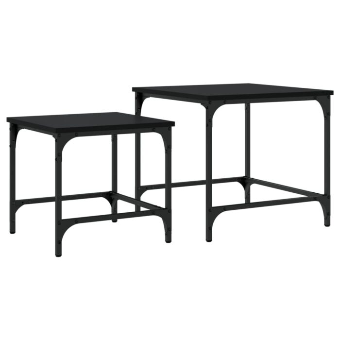 Tables basses gigognes 2 pcs noir bois d'ingénierie – Image 5