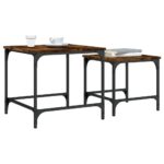 Tables basses gigognes 2 pcs chêne fumé bois d'ingénierie – Image 2