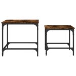 Tables basses gigognes 2 pcs chêne fumé bois d'ingénierie – Image 3