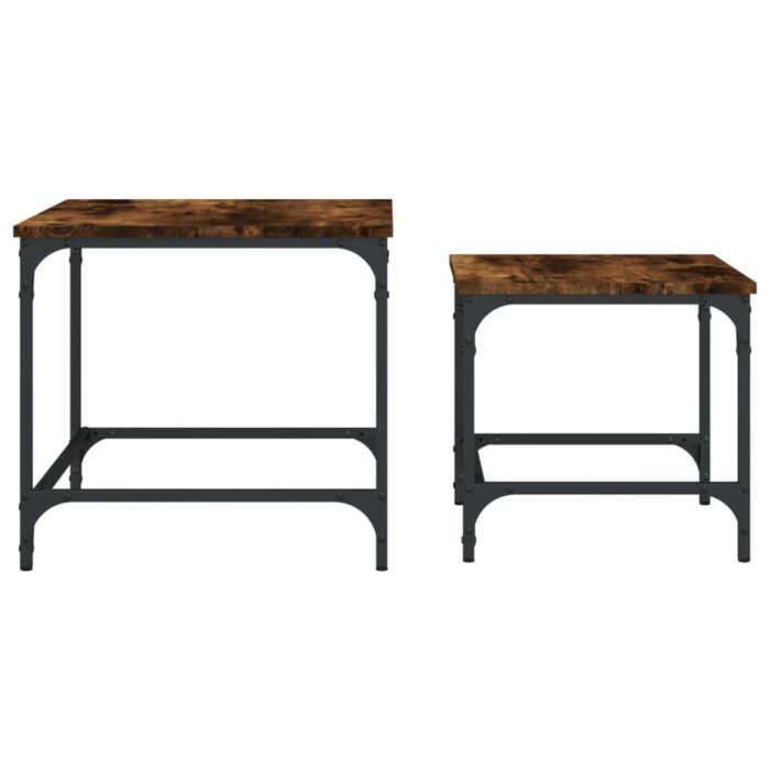 Tables basses gigognes 2 pcs chêne fumé bois d'ingénierie – Image 3