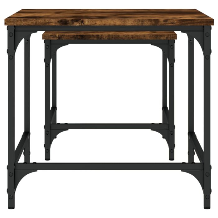 Tables basses gigognes 2 pcs chêne fumé bois d'ingénierie – Image 4