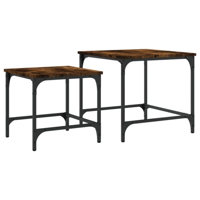 Tables basses gigognes 2 pcs chêne fumé bois d'ingénierie – Image 5