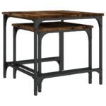 Tables basses gigognes 2 pcs chêne fumé bois d'ingénierie – Image 6