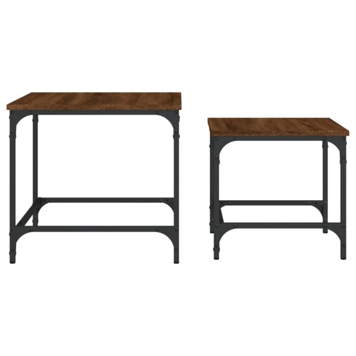 Tables basses gigognes 2 pcs chêne marron bois d'ingénierie – Image 3