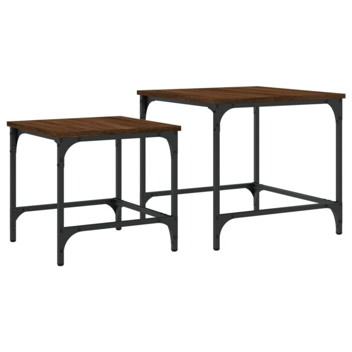 Tables basses gigognes 2 pcs chêne marron bois d'ingénierie – Image 5