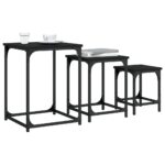 Tables basses gigognes 3 pcs noir bois d'ingénierie – Image 2