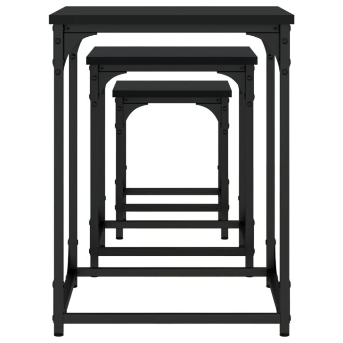 Tables basses gigognes 3 pcs noir bois d'ingénierie – Image 4