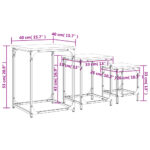 Tables basses gigognes 3 pcs noir bois d'ingénierie – Image 9