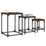 Tables basses gigognes 3 pcs chêne marron bois d'ingénierie – Image 2