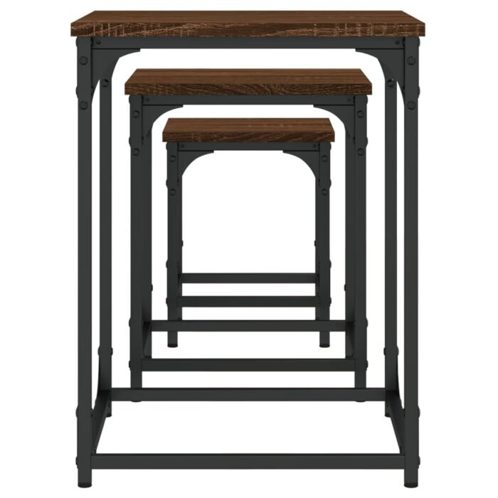 Tables basses gigognes 3 pcs chêne marron bois d'ingénierie – Image 4