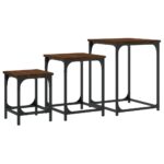 Tables basses gigognes 3 pcs chêne marron bois d'ingénierie – Image 5