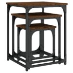 Tables basses gigognes 3 pcs chêne marron bois d'ingénierie – Image 6