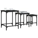Tables basses gigognes 3 pcs noir bois d'ingénierie – Image 2