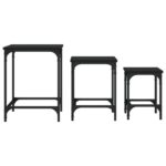 Tables basses gigognes 3 pcs noir bois d'ingénierie – Image 3