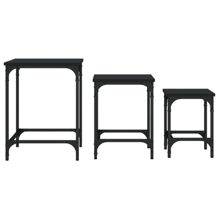 Tables basses gigognes 3 pcs noir bois d'ingénierie – Image 3