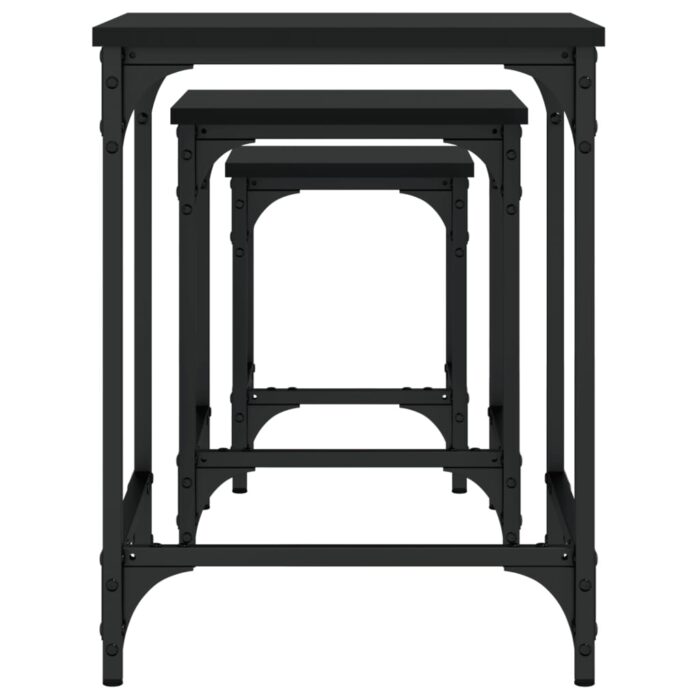 Tables basses gigognes 3 pcs noir bois d'ingénierie – Image 4