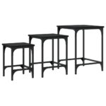 Tables basses gigognes 3 pcs noir bois d'ingénierie – Image 5