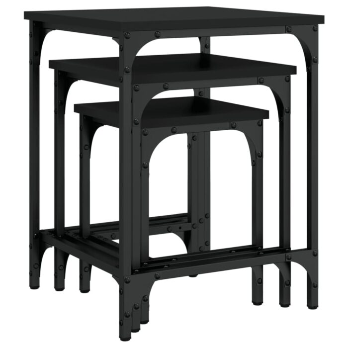 Tables basses gigognes 3 pcs noir bois d'ingénierie – Image 6