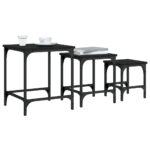Tables basses gigognes 3 pcs noir bois d'ingénierie – Image 2