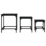 Tables basses gigognes 3 pcs noir bois d'ingénierie – Image 3