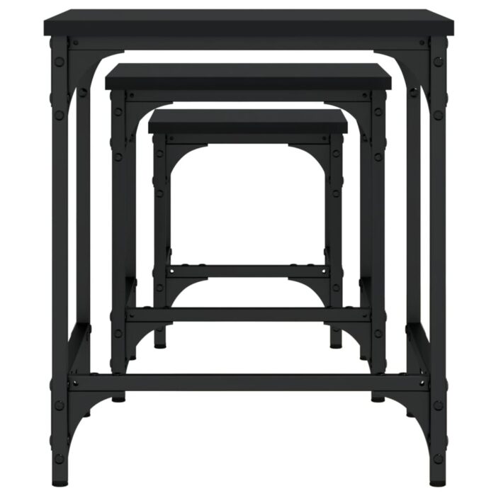 Tables basses gigognes 3 pcs noir bois d'ingénierie – Image 4