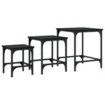 Tables basses gigognes 3 pcs noir bois d'ingénierie – Image 5