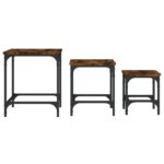 Tables basses gigognes 3 pcs chêne fumé bois d'ingénierie – Image 3