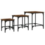 Tables basses gigognes 3 pcs chêne fumé bois d'ingénierie – Image 5