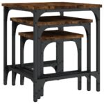 Tables basses gigognes 3 pcs chêne fumé bois d'ingénierie – Image 6