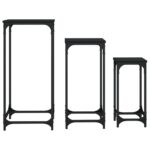 Tables d’appoint gigognes 3 pcs noir bois d'ingénierie – Image 3