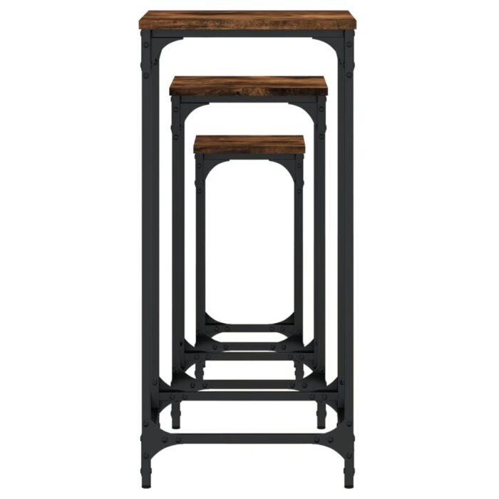 Tables d’appoint gigognes 3 pcs chêne fumé bois d'ingénierie – Image 4