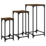Tables d’appoint gigognes 3 pcs chêne fumé bois d'ingénierie – Image 5