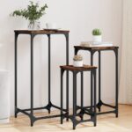Tables d’appoint gigognes 3 pcs chêne fumé bois d'ingénierie