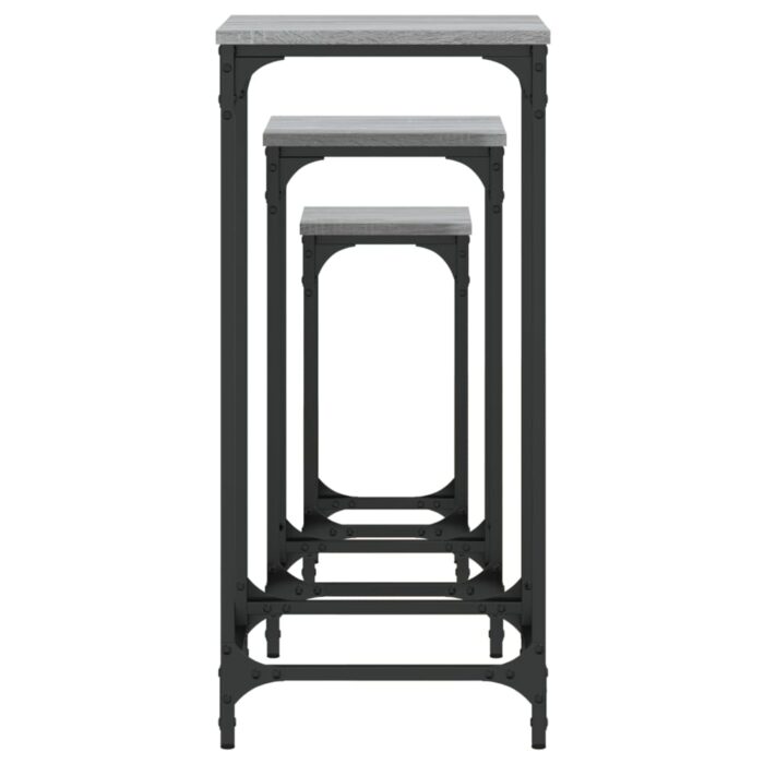 Tables d’appoint gigognes 3 pcs sonoma gris bois d'ingénierie – Image 4
