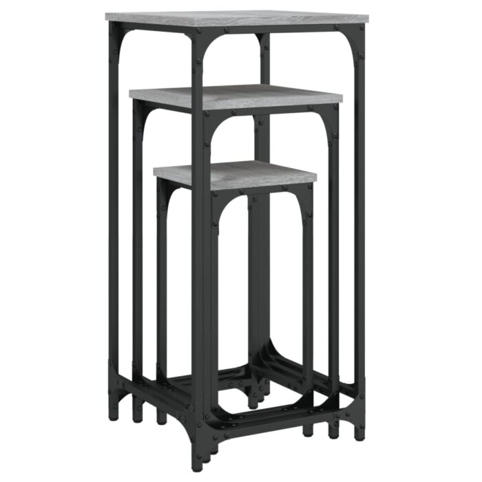Tables d’appoint gigognes 3 pcs sonoma gris bois d'ingénierie – Image 6