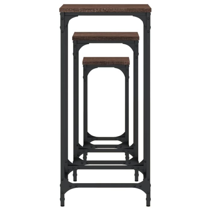 Tables d’appoint gigognes 3 pcs chêne marron bois d'ingénierie – Image 4