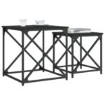 Tables basses gigognes 2 pcs noir bois d'ingénierie – Image 2