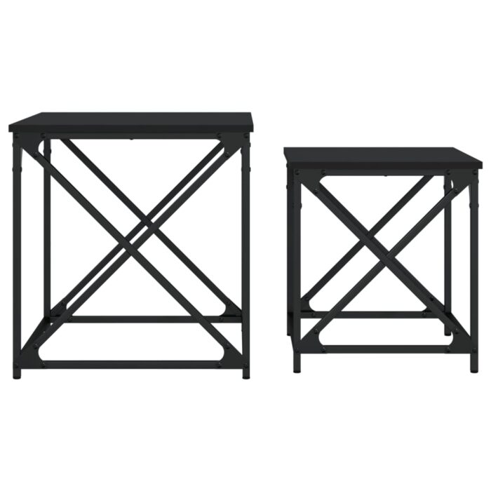 Tables basses gigognes 2 pcs noir bois d'ingénierie – Image 3