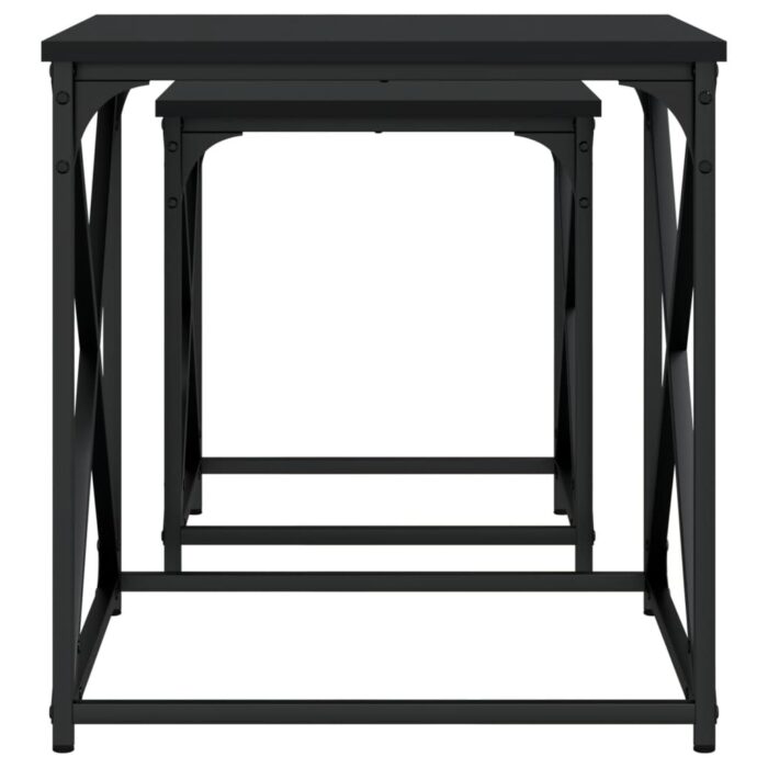 Tables basses gigognes 2 pcs noir bois d'ingénierie – Image 4