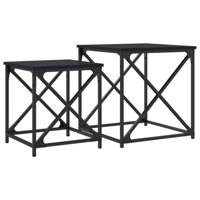 Tables basses gigognes 2 pcs noir bois d'ingénierie – Image 5