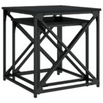 Tables basses gigognes 2 pcs noir bois d'ingénierie – Image 6