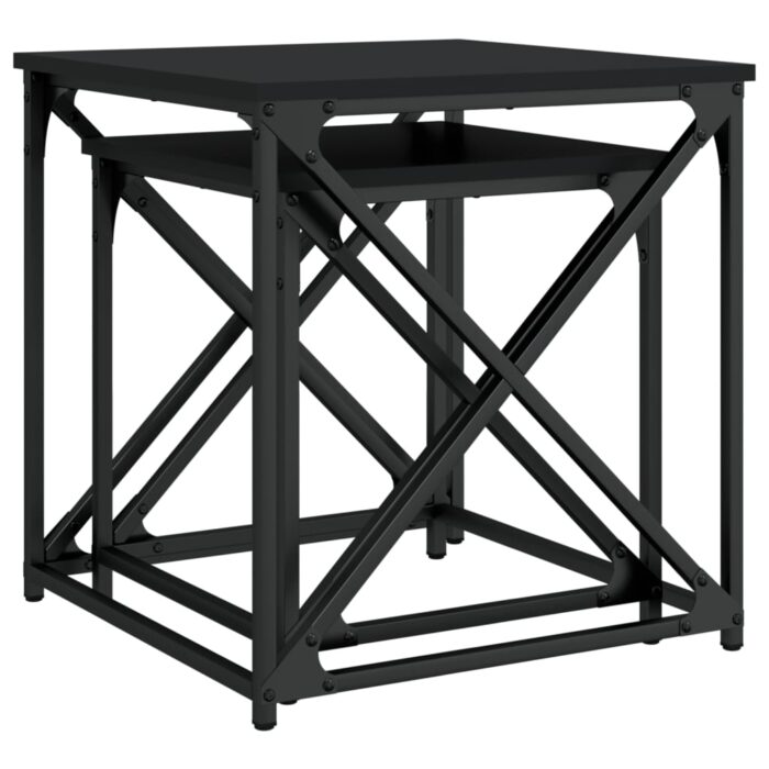 Tables basses gigognes 2 pcs noir bois d'ingénierie – Image 6
