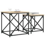 Tables basses gigognes 2 pcs chêne sonoma bois d'ingénierie – Image 2