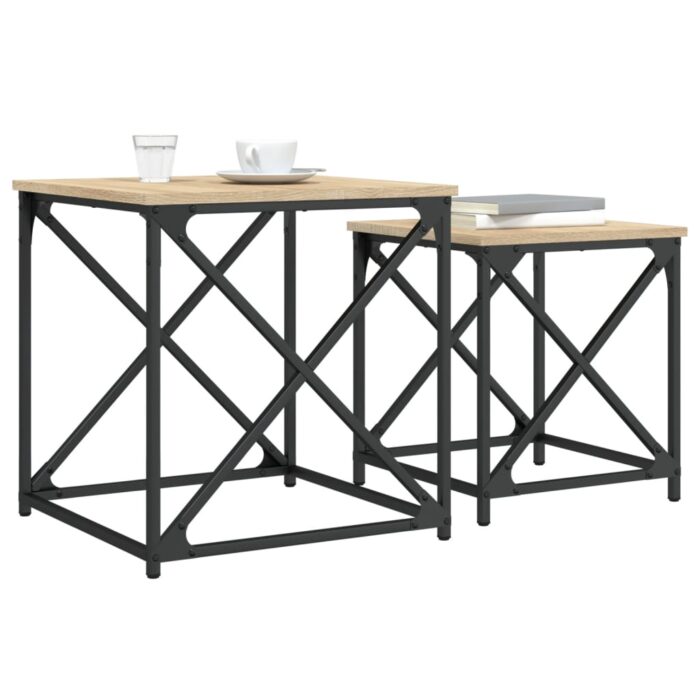 Tables basses gigognes 2 pcs chêne sonoma bois d'ingénierie – Image 2