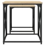 Tables basses gigognes 2 pcs chêne sonoma bois d'ingénierie – Image 4