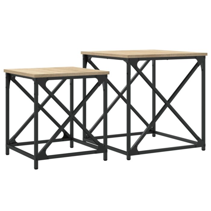 Tables basses gigognes 2 pcs chêne sonoma bois d'ingénierie – Image 5